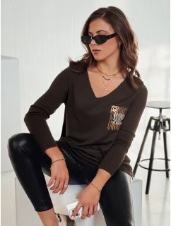 GLAMFOLD dámsky nadrozmerný sveter s potlačou tmavohnedý FashionStreet MY2342