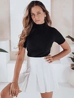 Dámsky rebrovaný sveter s krátkym rukávom GIRLGLORY black FashionStreet MY2552