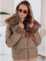 Dámska prešívaná krátka bunda s kožušinou FashionStreet camel TY5069