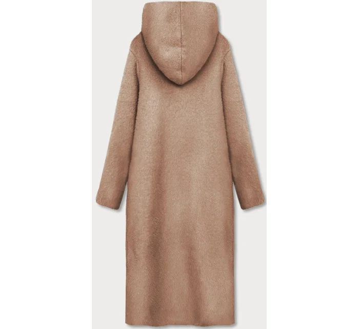 Tmavě béžový dlouhý přehoz přes oblečení s kapucí model 17556156 - S'WEST