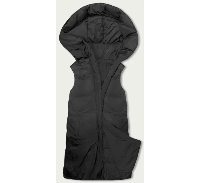 Obojstranná čierna dlhá dámska vesta (V723) Obojstranná čierna dlhá dámska vesta (V723)