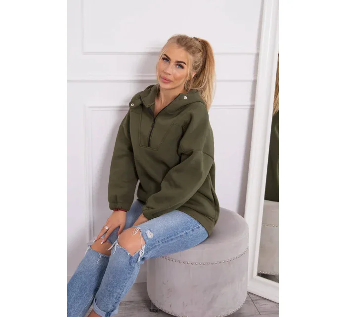 Khaki mikina s kapucňou