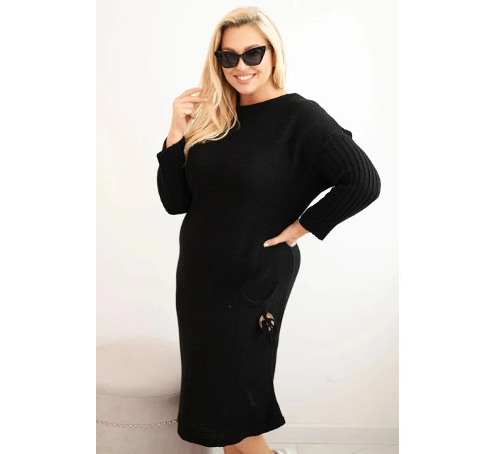 Dámské šaty Plus Size s oversized kapsami černá model 21393366 - K-Fashion