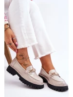 Lakierowane Mokasyny Na Platformie Jasnoszare Ronin