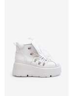 Zazoo 3416 Skórzane Damskie Buty Sportowe Białe