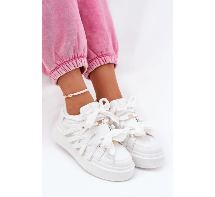 Eko Kožené Tenisky Na Platformě Bílé model 21687580 - Boto