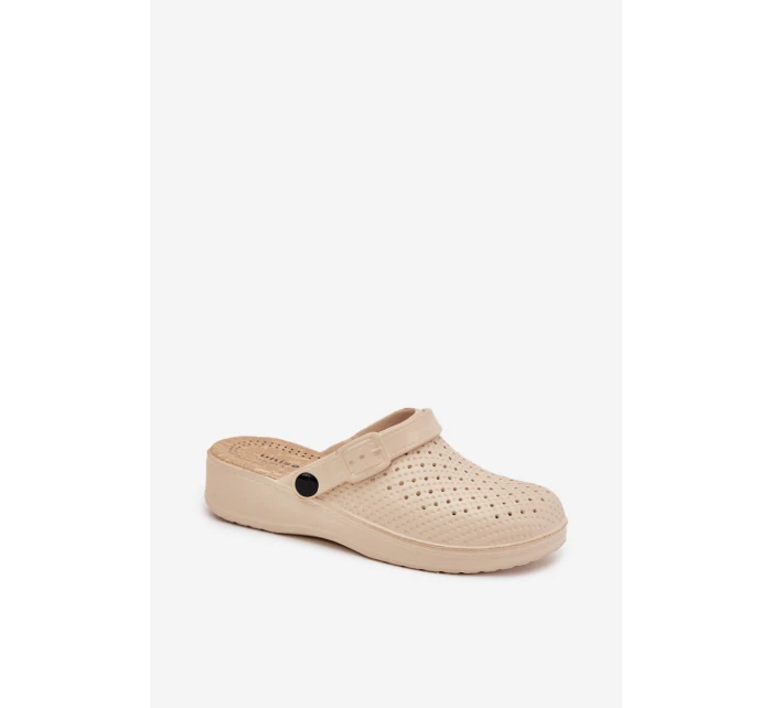 Piankowe Klapki Chodaki Damskie Beżowe Faylina Piankowe Klapki Chodaki Damskie Beżowe Faylina