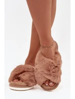 Kožešinové domácí pantofle pro ženy s se pásky Camel model 21708380 - EVENTO