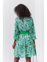Zelené šifónové šaty so širokým opaskom