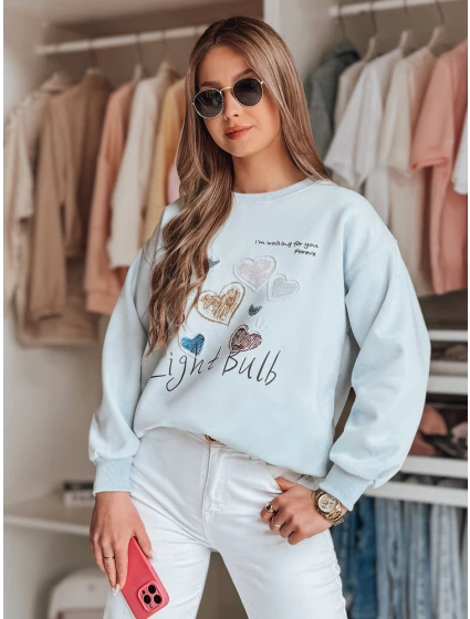 Dámska nadrozmerná mikina so srdiečkami PINKNOTE modrá FashionStreet BY1502