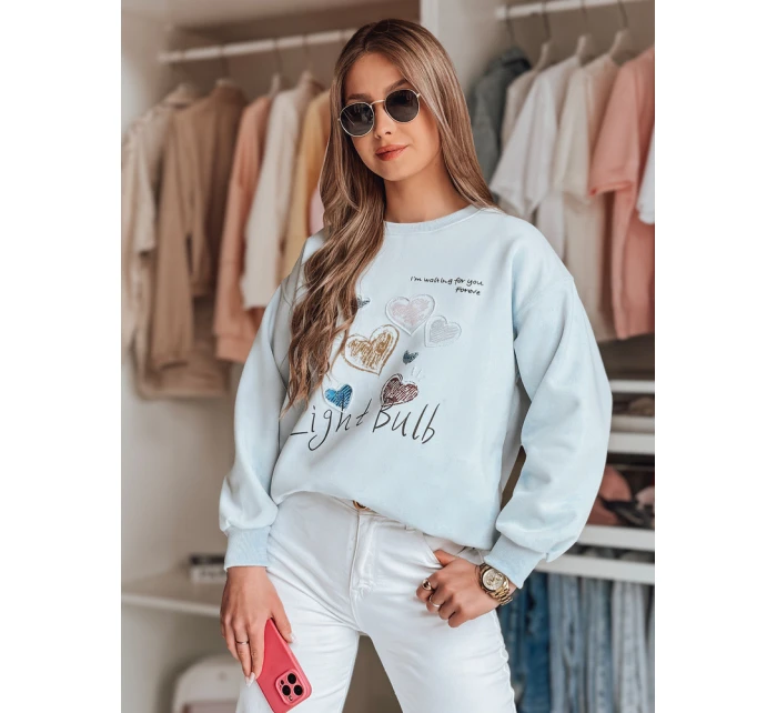 Dámska nadrozmerná mikina so srdiečkami PINKNOTE modrá FashionStreet BY1502