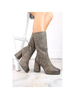 W model 18968584 khaki zateplené holínky s gumičkou - JEZZI