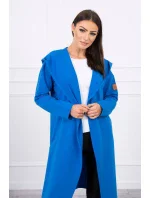 Dlhý kabát s kapucňou nevädzovo modrý