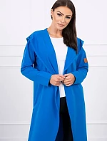 Dlhý kabát s kapucňou nevädzovo modrý