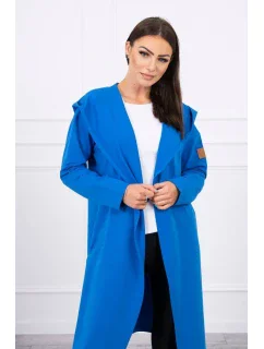 Dlhý kabát s kapucňou nevädzovo modrý