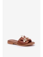 Klapki Z Ozdobą Skóra Naturalna Zazoo 3574/Z Camel Klapki Z Ozdobą Skóra Naturalna Zazoo 3574/Z Camel