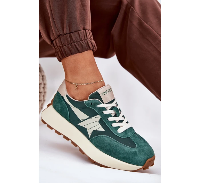 Dámské Sportovní Boty Z Semiše Na Platformě model 21686705 Zelené - VINCEZA