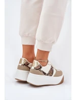 Sneakersy Damskie Na Masywnej Platformie Zwierzęcy Wzór Beżowe Telanila Sneakersy Damskie Na Masywnej Platformie Zwierzęcy Wzór Beżowe Telanila