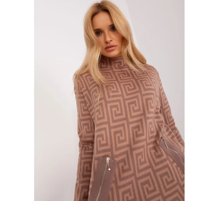 Sweter AT SW model 20742414 jasny brązowy - FPrice Sweter AT SW model 20742414 jasny brązowy - FPrice