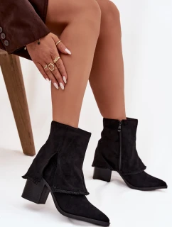 Dámske členkové čižmy s vyvýšenou manžetou Idalia - čierne