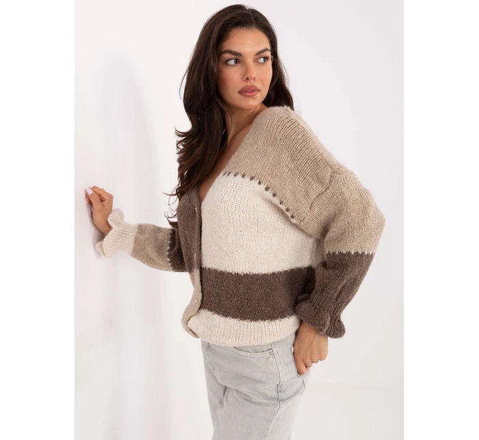 Dámsky sveter MI SW 0903.87 Béžovo-hnedý s ecru - FPrice