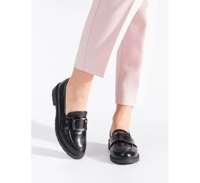Dámske pohodlné čierne mokasíny bez podpätku Dámske pohodlné čierne mokasíny bez podpätku