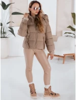 Dámská prošívaná zimní bunda s kapucí v barvě camel Dstreet model 21991186 - FashionStreet