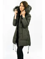 PIKOWANA DAMSKA KURTKA ZIMOWA Z KAPTUREM KHAKI model 21242036 - Libland