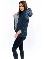 Tmavo modrá prešívaná bunda s kapucňou (B1078-30)