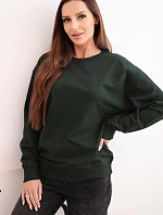 Dámska základná bavlnená mikina s okrúhlym výstrihom tmavozelená