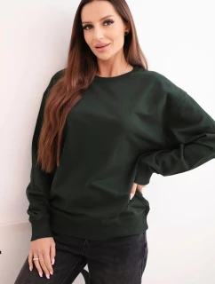 Dámská mikina s model 21494912 výstřihem základní z bavlny tmavě zelená - K-Fashion