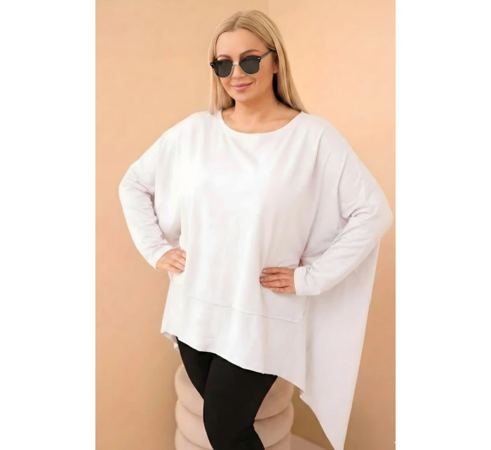 Dámska bavlnená tunika s asymetrickou spodnou časťou biela