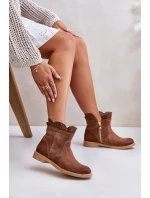 Niskie Botki Damskie Na Płaskim Obcasie Zamszowe Lewski 3624 Brązowe Niskie Botki Damskie Na Płaskim Obcasie Zamszowe Lewski 3624 Brązowe