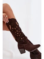 kozačky z přírodního semiše  Čokoládové model 22031659 - Zazoo