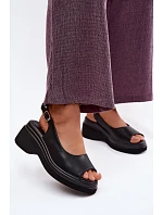 Kožené sandály na platformě Vinceza 66936 Černé