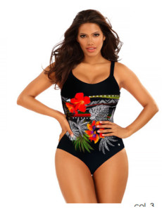 Dámske jednodielne plavky Bali 11 S926BL 11 2 čierna-kvety - Self