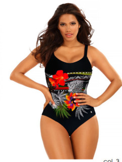 Dámske jednodielne plavky Bali 11 S926BL 11 2 čierna-kvety - Self