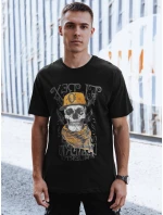 Pánske bavlnené tričko s potlačou čierne FashionStreet RX5617