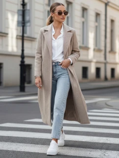 Dámský oversize kabát dlouhý světle hnědý Dstreet model 21982234 - FashionStreet