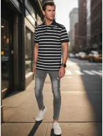 Pánska pruhovaná polokošeľa čierna FashionStreet PX0636