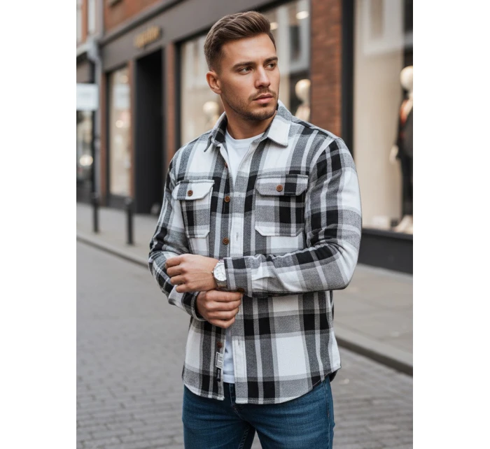 Pánská černobílá kostkovaná košile Dstreet model 21994085 - FashionStreet