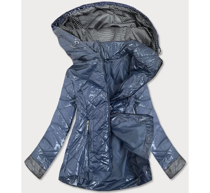 Svetlo modrá lesklá dámska prešívaná bunda (B9573) Svetlo modrá lesklá dámska prešívaná bunda (B9573)