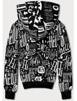 Čierna pánska "klokanie" mikina s potlačou (8B1150-1) Čierna pánska "klokanie" mikina s potlačou (8B1150-1)