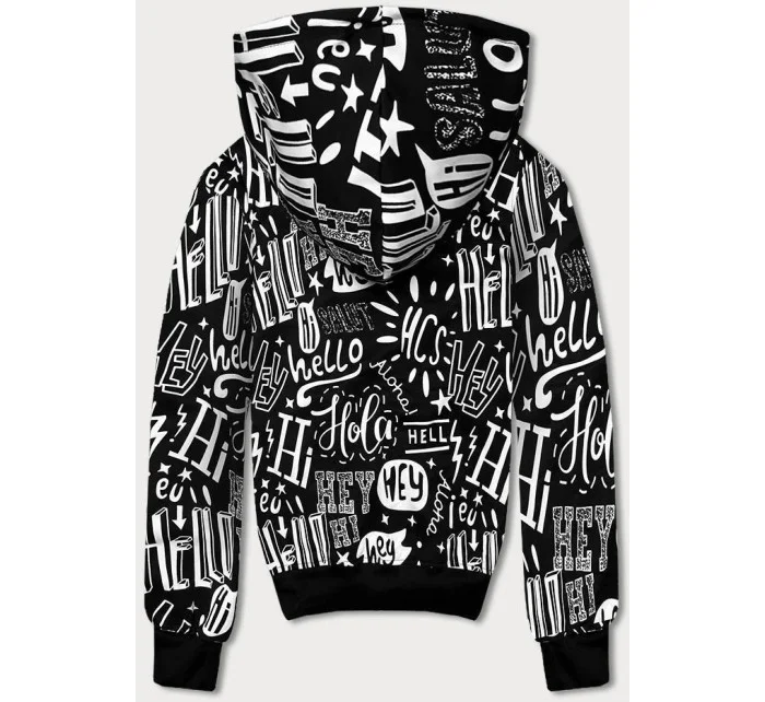 Čierna pánska "klokanie" mikina s potlačou (8B1150-1) Čierna pánska "klokanie" mikina s potlačou (8B1150-1)