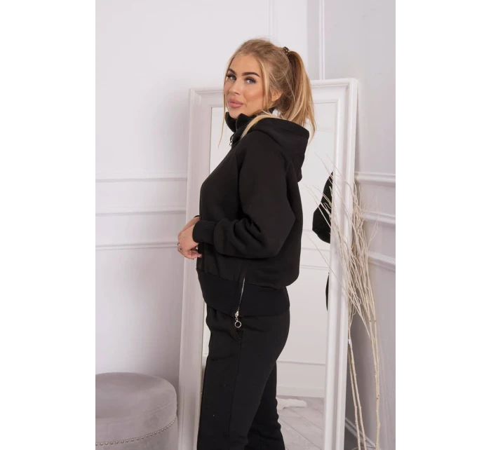 Zateplený rolák s kapucňou čierny