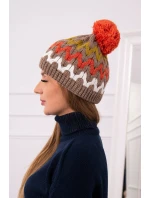 Dámska čiapka Laila K283 dark beige+kiwi