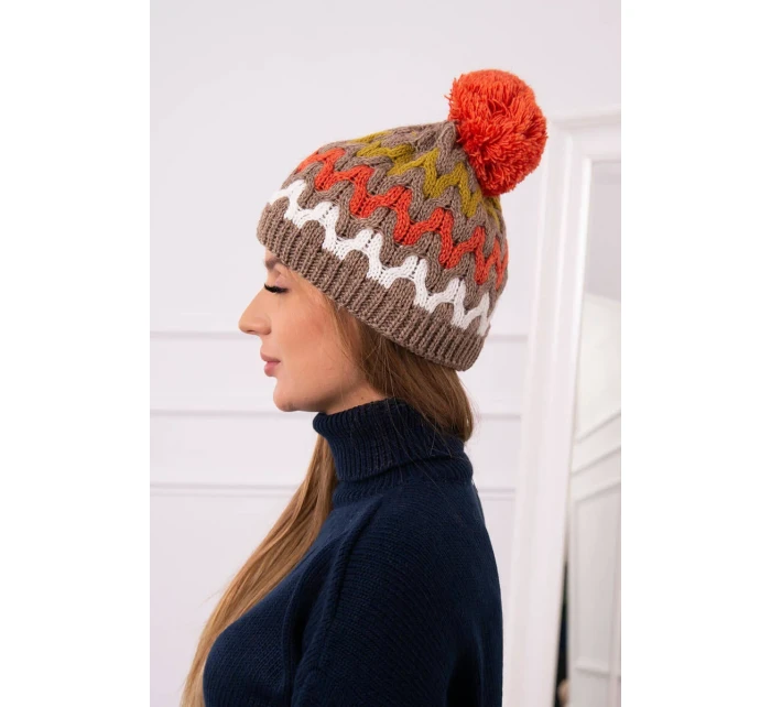 Dámska čiapka Laila K283 dark beige+kiwi