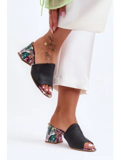 Dámské kožené lodičky na podpatku Lewski Shoes model 21626671 Černé - Boto