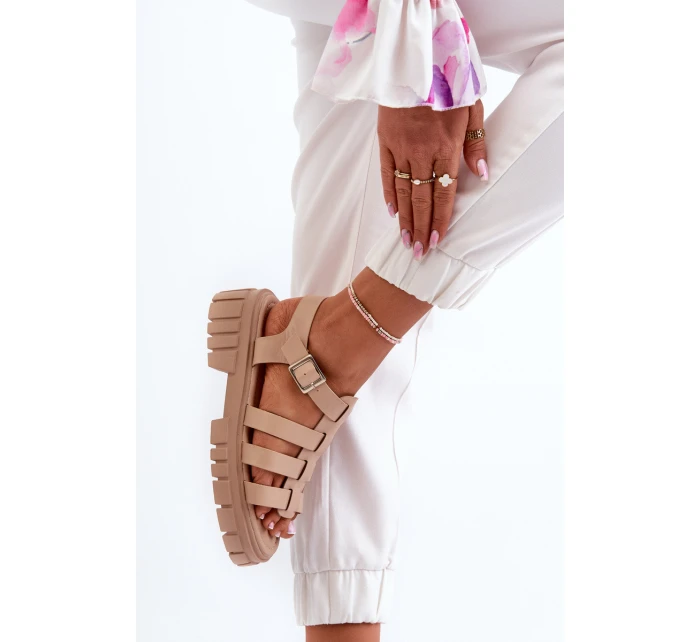 Sandały Rzymianki Damskie Beżowe Rosarose