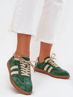Zamszowe Sneakersy Damskie Zielone Sirella